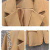 Women's Blazer Spring Autumn One Piece Casual Blazer Plus Size Office Professional Jacket Khaki Diamond 4XL 100KG