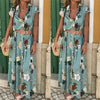 Women's Bohemian Lapel Flower Print Button Long Dress Casual Loose Dress (With Belt) Sizes S-2XL