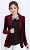 New Fashion  Women's Casual Suit Coat Jacket Single Button Blazers Jacket Woman Blue And Wine Red Velvet Suit Slim Female