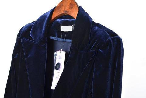 New Fashion Women's Gold velvet blazer Casual Coat Jacket Button Woman Suit Slim Female