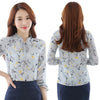 Floral Shirts Sales Women Blouses Slim Three Qurter Lantern Sleeve Bow Tied Casual Camisa S-3XL