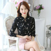 Floral Shirts Sales Women Blouses Slim Three Qurter Lantern Sleeve Bow Tied Casual Camisa S-3XL