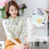 Floral Shirts Sales Women Blouses Slim Three Qurter Lantern Sleeve Bow Tied Casual Camisa S-3XL
