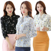 Floral Shirts Sales Women Blouses Slim Three Qurter Lantern Sleeve Bow Tied Casual Camisa S-3XL