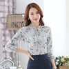 Floral Shirts Sales Women Blouses Slim Three Qurter Lantern Sleeve Bow Tied Casual Camisa S-3XL