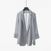 New Formal Solid Chiffon Blazer Women Office Wear Notched Blazer Summer Open Front Slim Thin Outerwears Casaco Female Tops Mw334