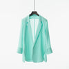 New Formal Solid Chiffon Blazer Women Office Wear Notched Blazer Summer Open Front Slim Thin Outerwears Casaco Female Tops Mw334