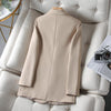 Female Casual Apricot Blazer Spring Autumn Long Suit Jacket Double Breasted Office Women's Clothing 4XL