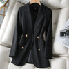 Female Casual Apricot Blazer Spring Autumn Long Suit Jacket Double Breasted Office Women's Clothing 4XL