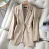 Female Casual Apricot Blazer Spring Autumn Long Suit Jacket Double Breasted Office Women's Clothing 4XL