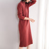 Sweater Dress for Women Knee-length Solid Color O-Neck Pullover Thick Autumn and Winter Brief Red Pink Black
