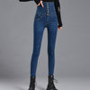 High Waist bow tie abdomen Bottom Jeans Women Buttons Skinny Jeans Femme Trousers Slim Streetwear Pencil Denim Pants
