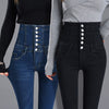 High Waist bow tie abdomen Bottom Jeans Women Buttons Skinny Jeans Femme Trousers Slim Streetwear Pencil Denim Pants