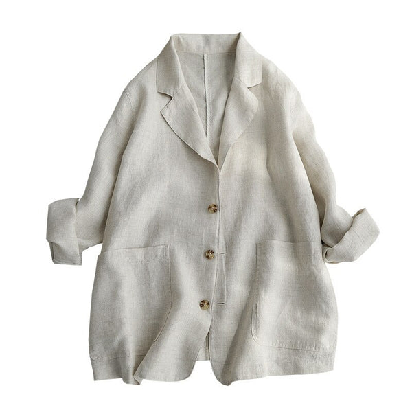 High-quality Women's Linen Suit Thin Spring and Summer Solid Color Single-breasted Casual Jacket All-match Fashionable Top
