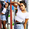 New Hot 2022 Short Sleeves Tops Sexy Co 90s Basic Tees Cropped Tops Fashion Slim Brand Fitting Tank Tops Corset Clubwear Blusa