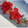 Vogue Jeans Women Stretch Loose Denim Pants Floral 3D Embroidery Bleach Ripped Pants Female Elastic Denim Jeans Pants