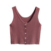 New Knitted Tank Top Summer Sexy Slim Solid Women Sleeveless Crop Top V Neck Bustier Crop Tops Short Ribbed Button Shirts