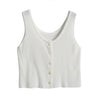 New Knitted Tank Top Summer Sexy Slim Solid Women Sleeveless Crop Top V Neck Bustier Crop Tops Short Ribbed Button Shirts