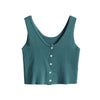 New Knitted Tank Top Summer Sexy Slim Solid Women Sleeveless Crop Top V Neck Bustier Crop Tops Short Ribbed Button Shirts
