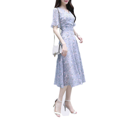 Korean Style  Dress For Women 2022 Casual O-Neck Half Sleeve Midi Dress Elegant Evening Party Wear vestido de mujer