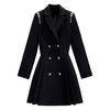 Korean Women High Street Womens Elegant Office Lady Double Breasted Jackets Notched Long Blazers Mini Dresses
