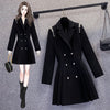 Korean Women High Street Womens Elegant Office Lady Double Breasted Jackets Notched Long Blazers Mini Dresses