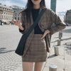 Korean minority temperament leisure loose Plaid suit medium and long small suit coat women's wear