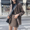 Korean minority temperament leisure loose Plaid suit medium and long small suit coat women's wear