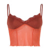 New Lace Patchwork Ribbed Y2K Top Women Summer Sexy Backless V-neck Short Camisole Casual Spaghetti Strap Solid Camis Orange