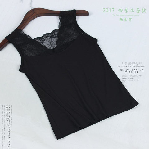New Lace Tank Tops Female Sexy V-neck Vest Hollow Out Solid Club Tops Women Black Beige T Shirt Cotton Polyester Tank Top