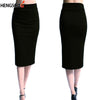 Ladies Office Stretch Bodycon Midi Skirt Women Pencil Skirt Female High Waist Mid-Calf Skirt Slim Puls Size XL