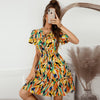 Ladies Sexy Short Floral Print Women Summer Dress Casual Ruffles Party Beach Mini Women Dress Sundress Female Robe Vestidos