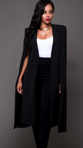 New Ladies Women Long Sleeve Lapel Cape Poncho Office Jacket Cloak Blazer Long Suit Coat  Solid Casual Suit Jacket Workwear