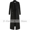 Lady Hepburn Style Black Super Long Temperament Over Knee Coat Windbreaker Double-Breasted Suit Coat Women Woolen Overcoat