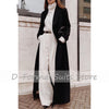 Lady Hepburn Style Black Super Long Temperament Over Knee Coat Windbreaker Double-Breasted Suit Coat Women Woolen Overcoat
