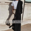 Lady Hepburn Style Black Super Long Temperament Over Knee Coat Windbreaker Double-Breasted Suit Coat Women Woolen Overcoat