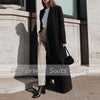 Lady Hepburn Style Black Super Long Temperament Over Knee Coat Windbreaker Double-Breasted Suit Coat Women Woolen Overcoat