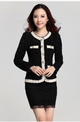New Large size XXL Autumn Winter Woolen Jackets Blazer Women Coat Long Sleeve Aristocratic Lace Splice Cardigans Woman Clothes
