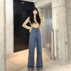 Light Blue Jeans For Women Washed Retro High Waist Straight Long Loose Wide Leg Jeans Women trousers streetwear pants