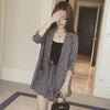 New Loose Lady Midi Long Blazers Summer Two Piece Big Size Women Linen Blazer +Shorts Formal Suits Thin Sun Protection Coat W428
