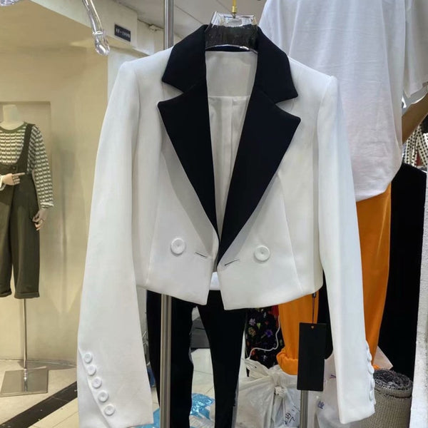 Loose Spring Style Women Small Short Blazer Jacket Thin Long Sleeve Casual Single Button Slim Female Outerwear