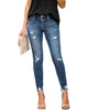 Mid Waist Skinny Jeans Women Vintage Distressed Denim Pants Holes Destroyed Pencil Pants Casual Trousers summer Ripped Jeans