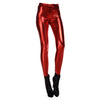 New New Fashion Women Leggings Shiny Metallic Color Elastic Waist Skinny Sexy Pencil Pants Trousers Casual Pencil Trousers Red