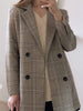 Office Ladies Long Sleeve Plaid Women Blazer Double Breasted Spring Summer Jacket 2023 Casual Pockets Female Suits Coat