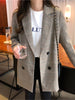 Office Ladies Long Sleeve Plaid Women Blazer Double Breasted Spring Summer Jacket 2023 Casual Pockets Female Suits Coat