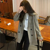 Office Ladies Long Sleeve Plaid Women Blazer Double Breasted Spring Summer Jacket 2023 Casual Pockets Female Suits Coat
