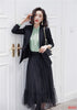 Office Ladies Skirt Suits for Women Business Suits Work Wear Black Blazer and Jacket Sets (Belt Not Included)