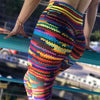 New Original Knit Printing Leggings with 2 Yellow String on Waist and Colorful String Front Drop Shipping Leggin
