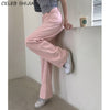 Pink Denim Jeans for Woman High Waisted Streetwear Straight Leg Pants Woman Bottom Korean Chic Loose Y2k Jeans Fall
