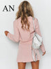 Pink Temperament Slim Navel-exposed Suit Skirt Professional Office Suit Two-pieceDress Ladies 2 Piece Skirt Suit Skirt Suits